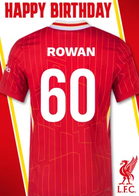 No 18 Liverpool Jersey Happy Birthday Card
