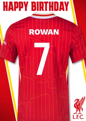 No 18 Liverpool Jersey Happy Birthday Card