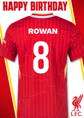 No 18 Liverpool Jersey Happy Birthday Card