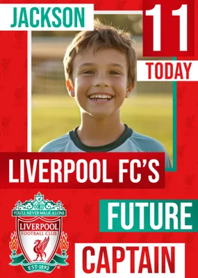 Future Captain Liverpool FC Photo Upload Birthday Card