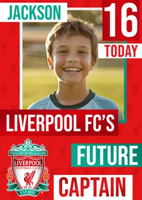 Future Captain Liverpool FC Photo Upload Birthday Card