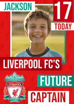 Future Captain Liverpool FC Photo Upload Birthday Card