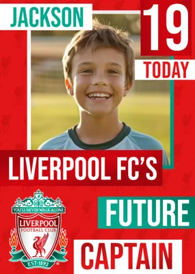 Future Captain Liverpool FC Photo Upload Birthday Card