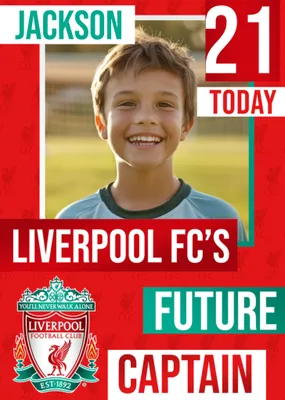 Future Captain Liverpool FC Photo Upload Birthday Card