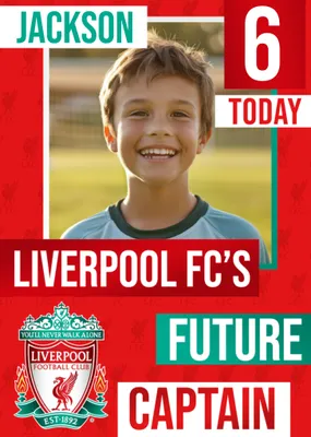 Future Captain Liverpool FC Photo Upload Birthday Card