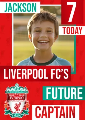 Future Captain Liverpool FC Photo Upload Birthday Card