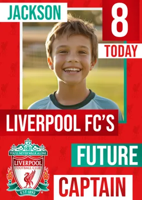 Future Captain Liverpool FC Photo Upload Birthday Card