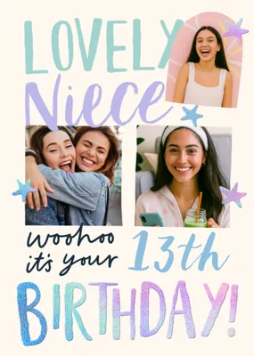 Woohoo It's Your 13th Birthday Photo Upload Niece Birthday Card
