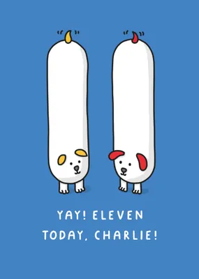 Fun Yay You're Ten Today Illustrated Number 10 Shaped Doggies Birthday Card