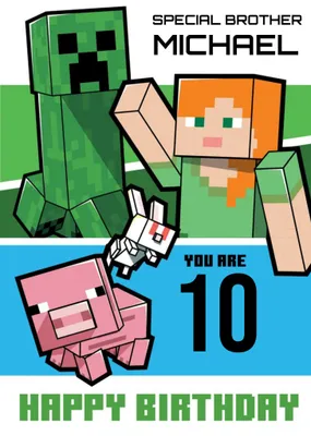 Minecraft 10th Birthday Card