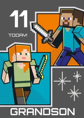 Illustrated Minecraft Avatar Age Birthday Card