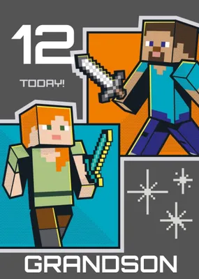 Illustrated Minecraft Avatar Age Birthday Card