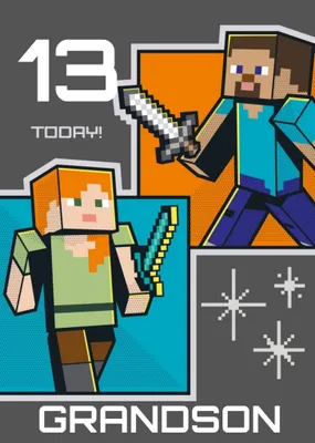 Illustrated Minecraft Avatar Age Birthday Card