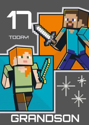Illustrated Minecraft Avatar Age Birthday Card