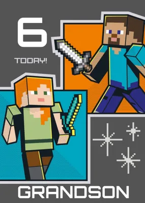 Illustrated Minecraft Avatar Age Birthday Card