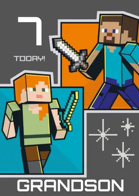 Illustrated Minecraft Avatar Age Birthday Card