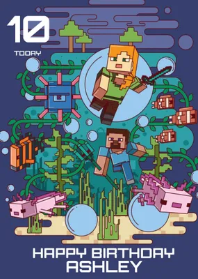 Illustrated Minecraft Age Birthday Card
