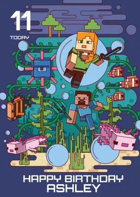 Illustrated Minecraft Age Birthday Card