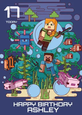 Illustrated Minecraft Age Birthday Card