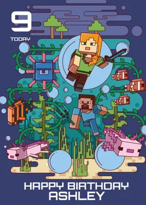Illustrated Minecraft Age Birthday Card