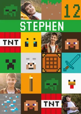 Minecraft Photo Upload Birthday Card