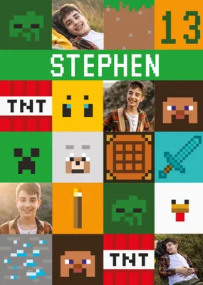 Minecraft Photo Upload Birthday Card
