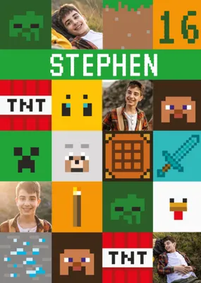 Minecraft Photo Upload Birthday Card