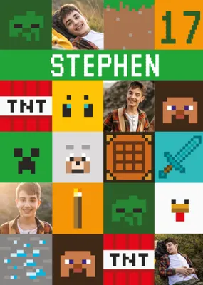 Minecraft Photo Upload Birthday Card