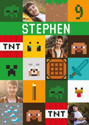 Minecraft Photo Upload Birthday Card