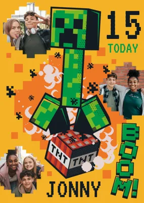 Minecraft Photo Upload Birthday Card