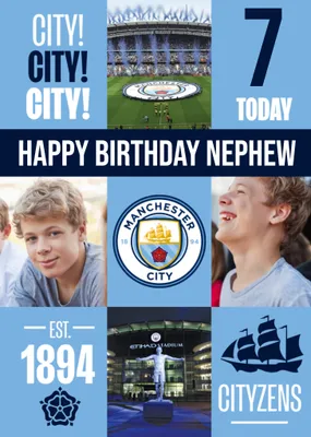 Manchester City FC Photo Upload Birthday Card
