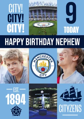 Manchester City FC Photo Upload Birthday Card