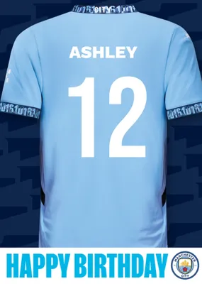 No 21 Manchester City Jersey Happy Birthday Card