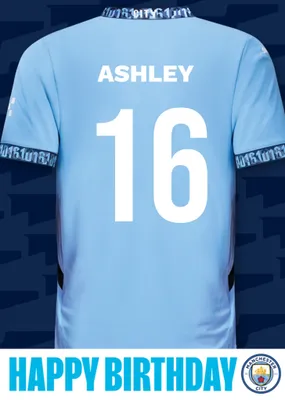 No 21 Manchester City Jersey Happy Birthday Card