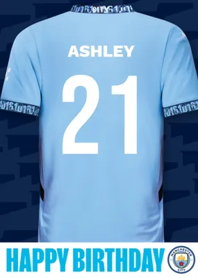 No 21 Manchester City Jersey Happy Birthday Card