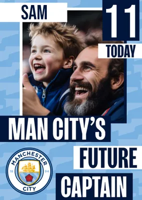 Future Captain Manchester City FC Photo Upload Birthday Card