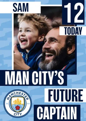 Future Captain Manchester City FC Photo Upload Birthday Card