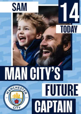 Future Captain Manchester City FC Photo Upload Birthday Card