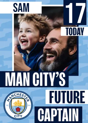 Future Captain Manchester City FC Photo Upload Birthday Card