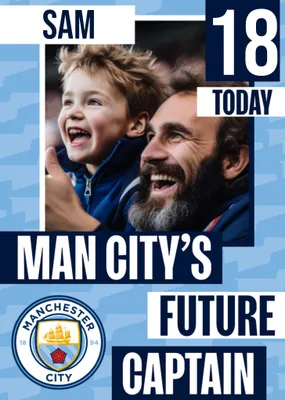 Future Captain Manchester City FC Photo Upload Birthday Card