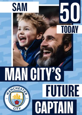 Future Captain Manchester City FC Photo Upload Birthday Card