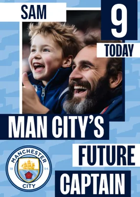 Future Captain Manchester City FC Photo Upload Birthday Card