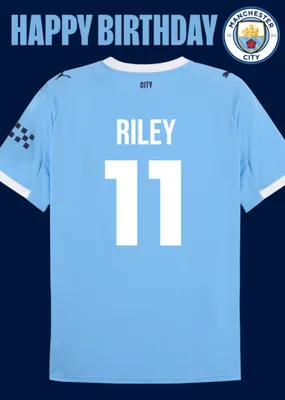 Manchester City FC Football Shirt Birthday Card