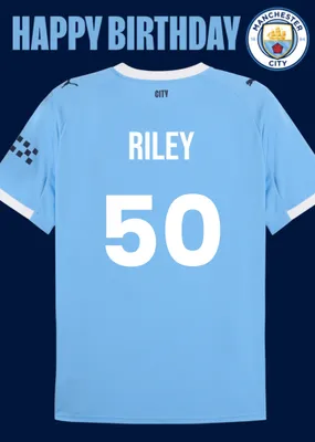 Manchester City FC Football Shirt Birthday Card