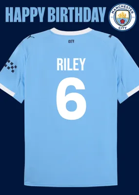 Manchester City FC Football Shirt Birthday Card