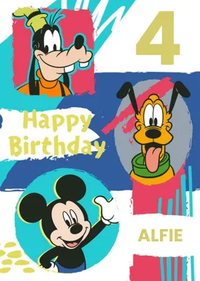 Disney Mickey And Friends Personalised Birthday Card