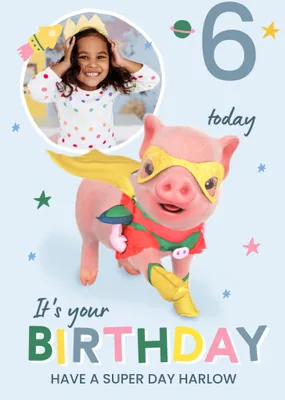Moonpigs Cute Superpig Photo Upload Birthday Card