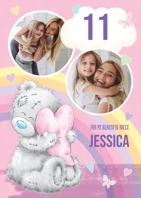 Cute Tatty Teddy Birthday Card - Niece - Photo Upload