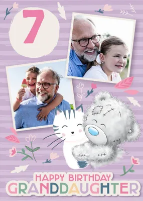 Tatty Teddy Cat Themed 6th Birthday Photo Upload Card For Granddaughter
