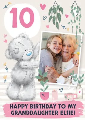 Tatty Teddy Plant Themed 14th Birthday Photo Upload Card For Granddaughter